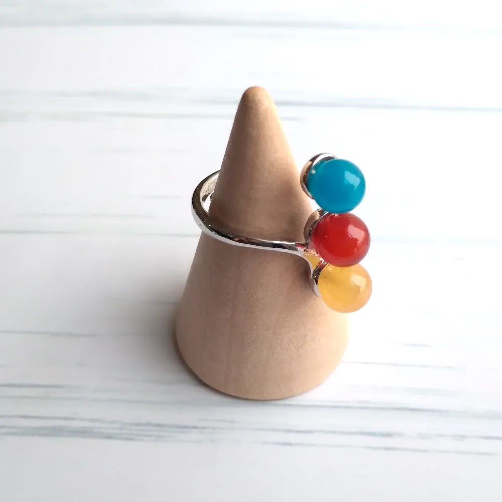 Gumballs 3 Ring Silver Tone