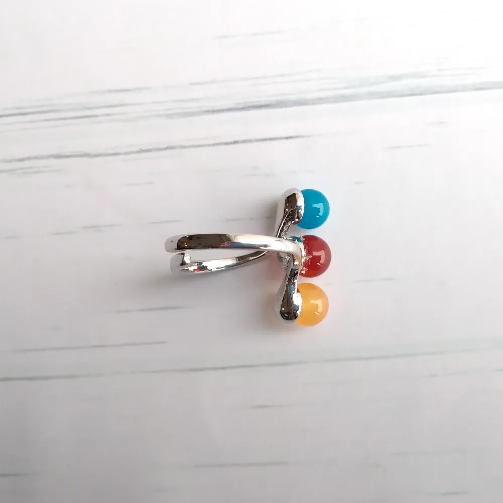 Gumballs 3 Ring Silver Tone