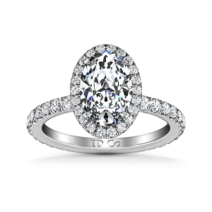 Halo Oval Diamond Engagement Ring Elsa 14K White Gold