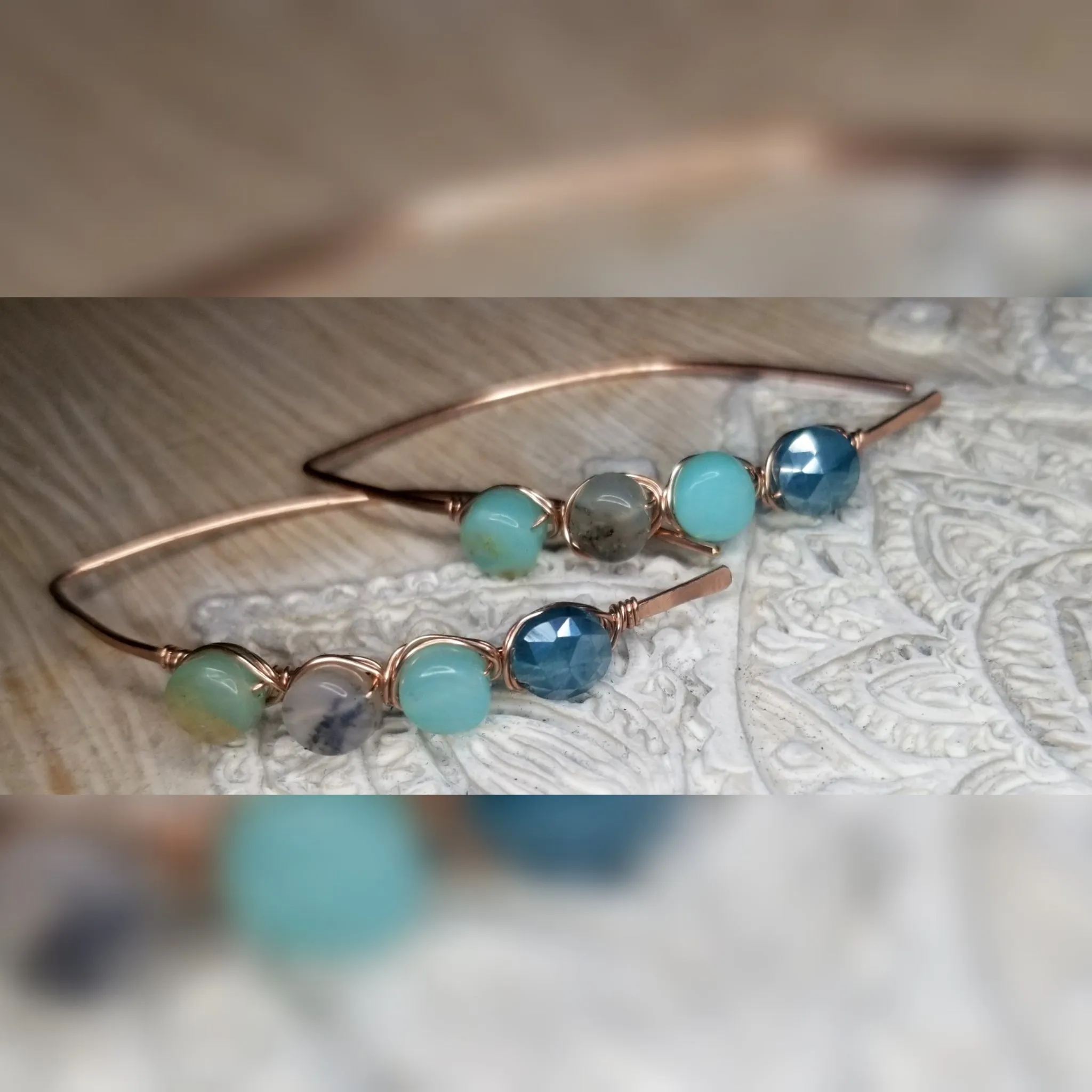 Hammered Garnet Threader Earrings