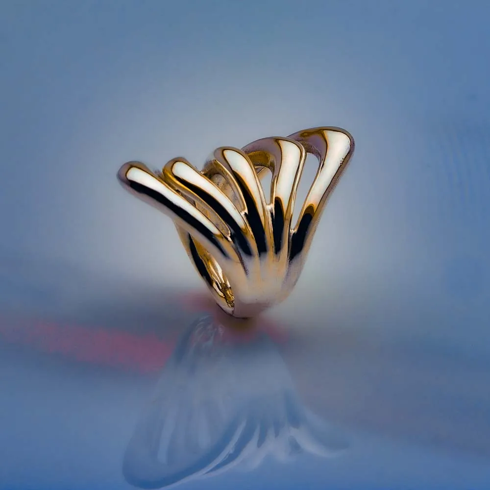 Handmade Bold Silver Five Loop Ring: High Impact Deep Art Jewelry