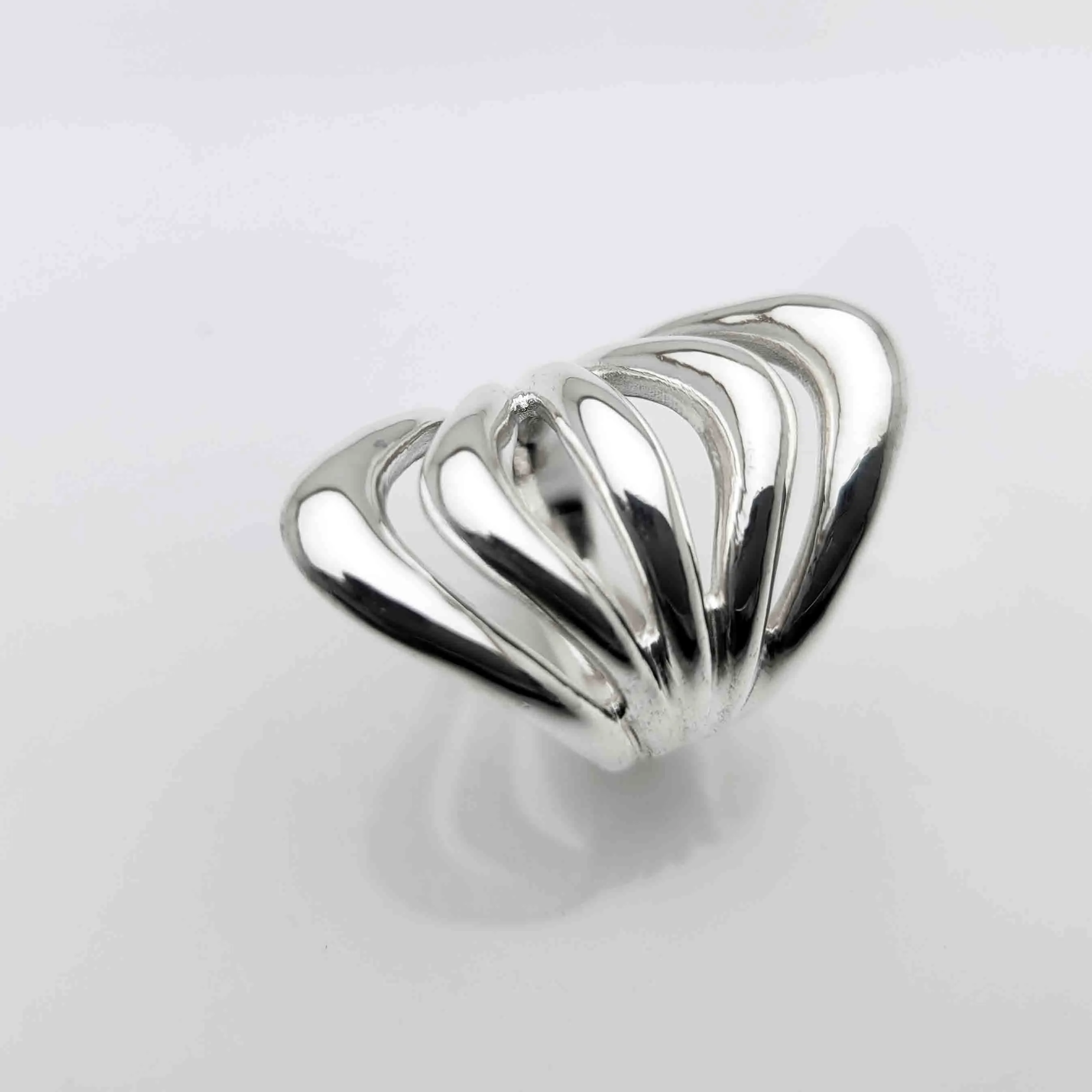 Handmade Bold Silver Five Loop Ring: High Impact Deep Art Jewelry