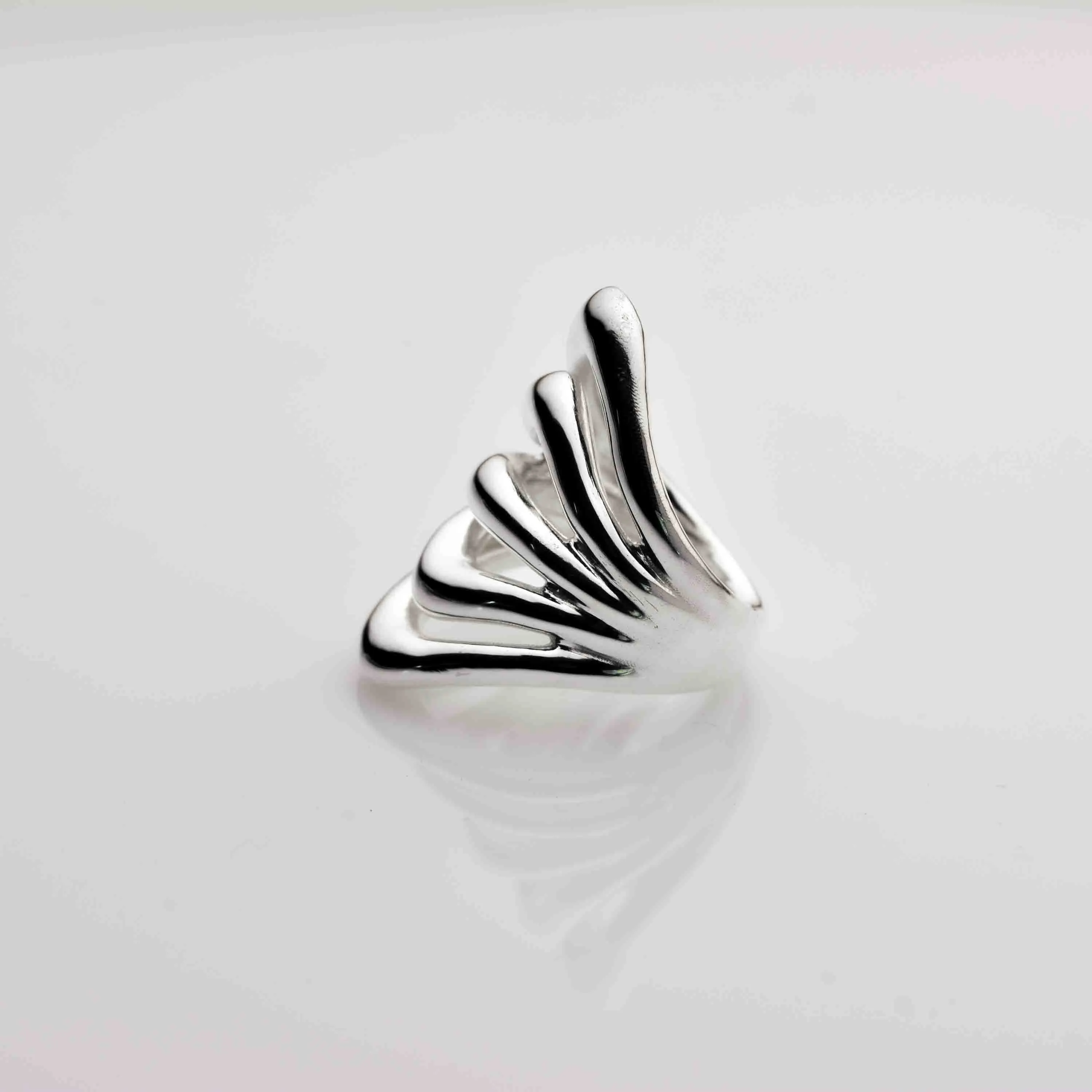 Handmade Bold Silver Five Loop Ring: High Impact Deep Art Jewelry