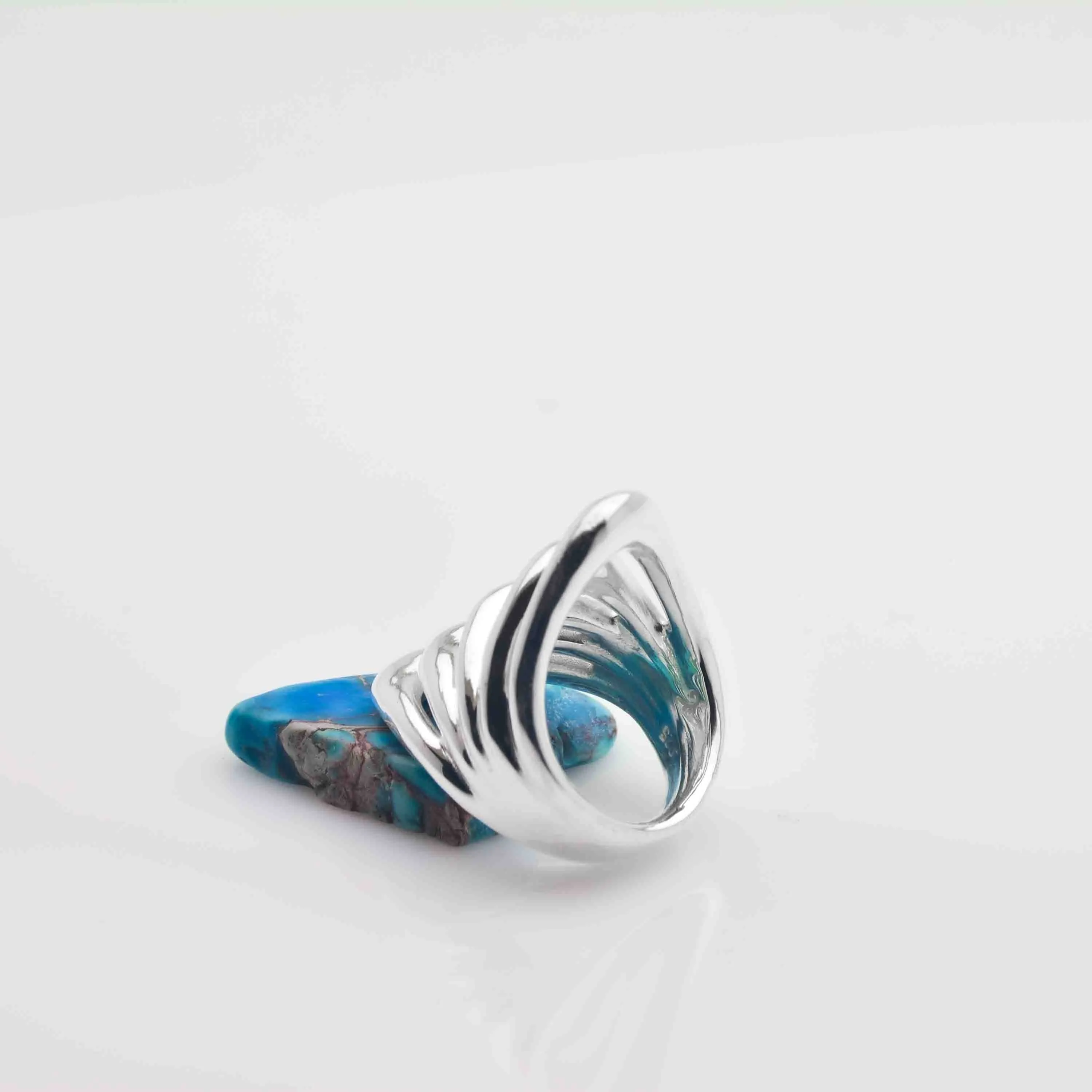 Handmade Bold Silver Five Loop Ring: High Impact Deep Art Jewelry