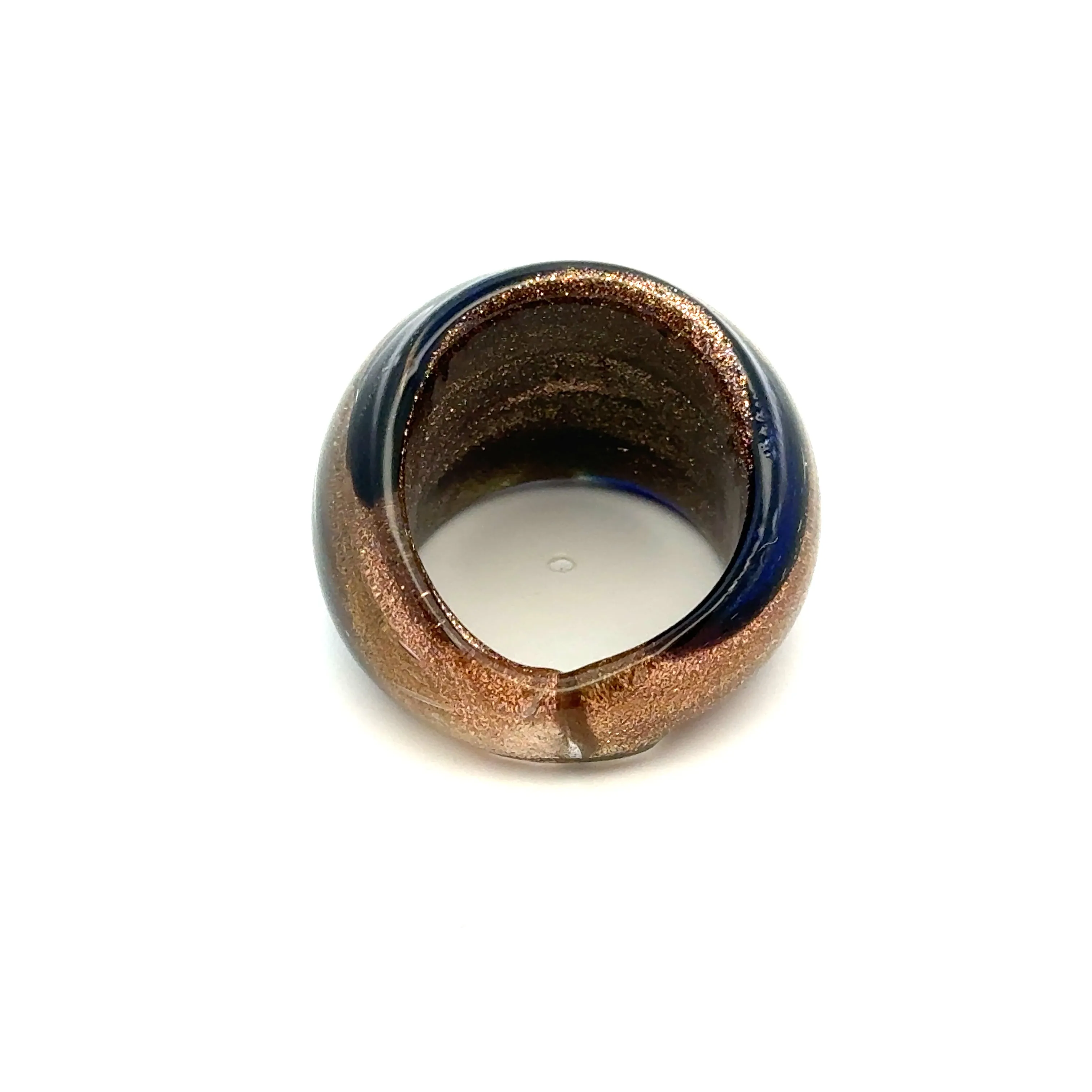 Handmade Glass Acrylic Ring Artistic Navy Bold Golden Infinity Band