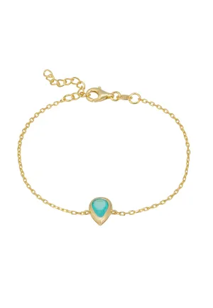 Harriett Mini Teardrop Paraiba Tourmaline Bracelet Gold