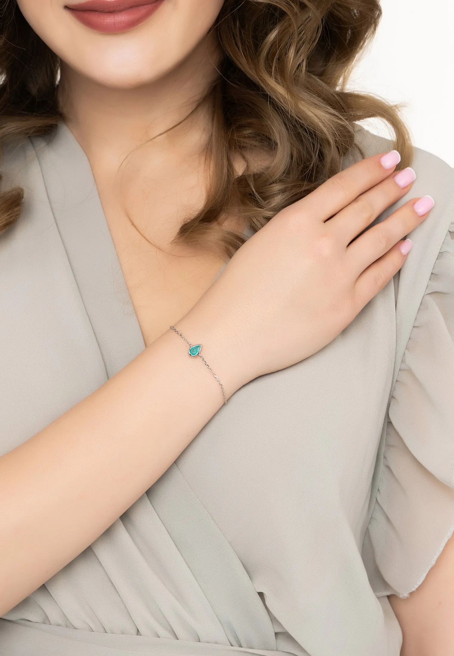 Harriett Mini Teardrop Paraiba Tourmaline Bracelet Silver