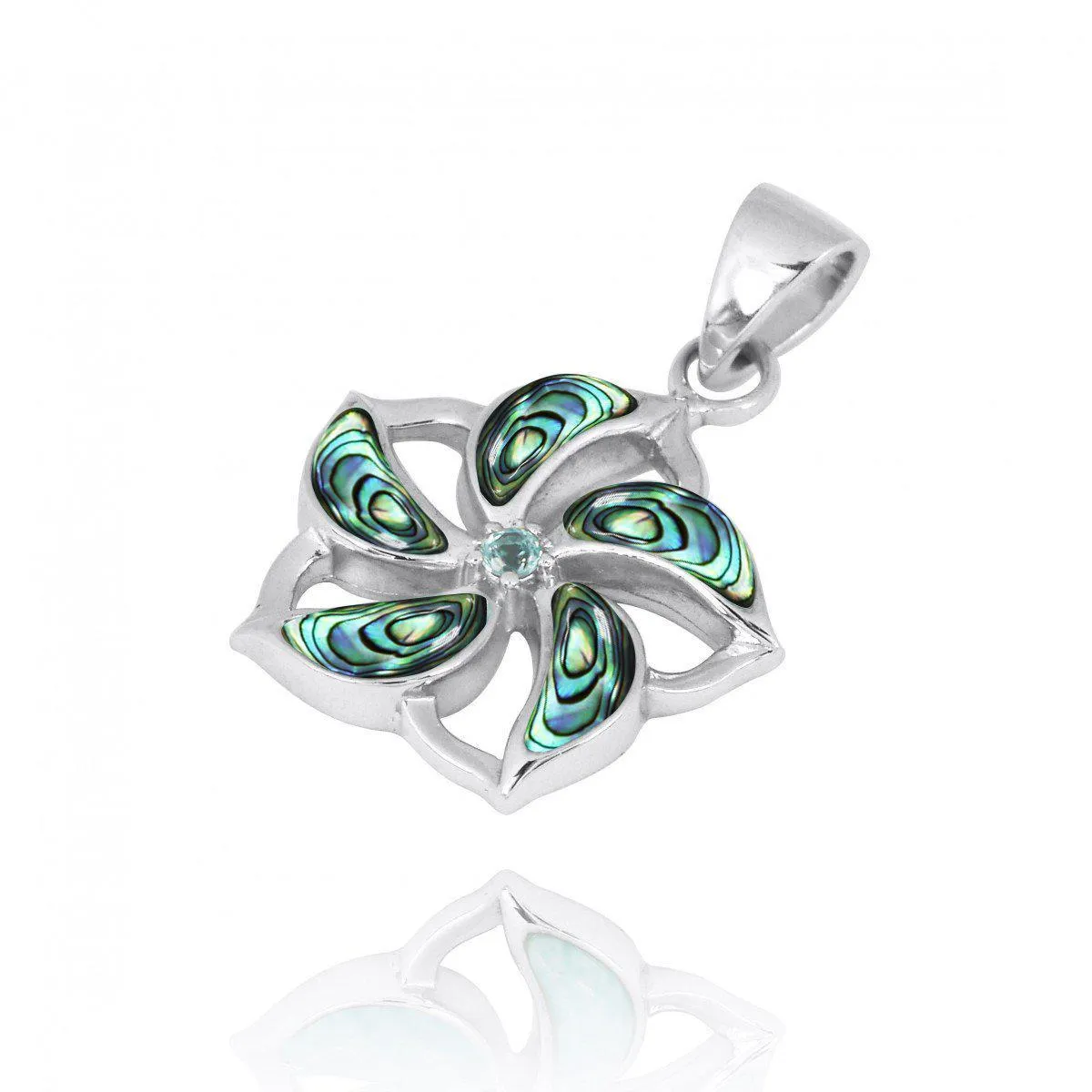Hibiscus Pendant Necklace with Abalone Shell