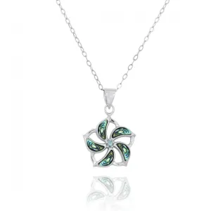 Hibiscus Pendant Necklace with Abalone Shell