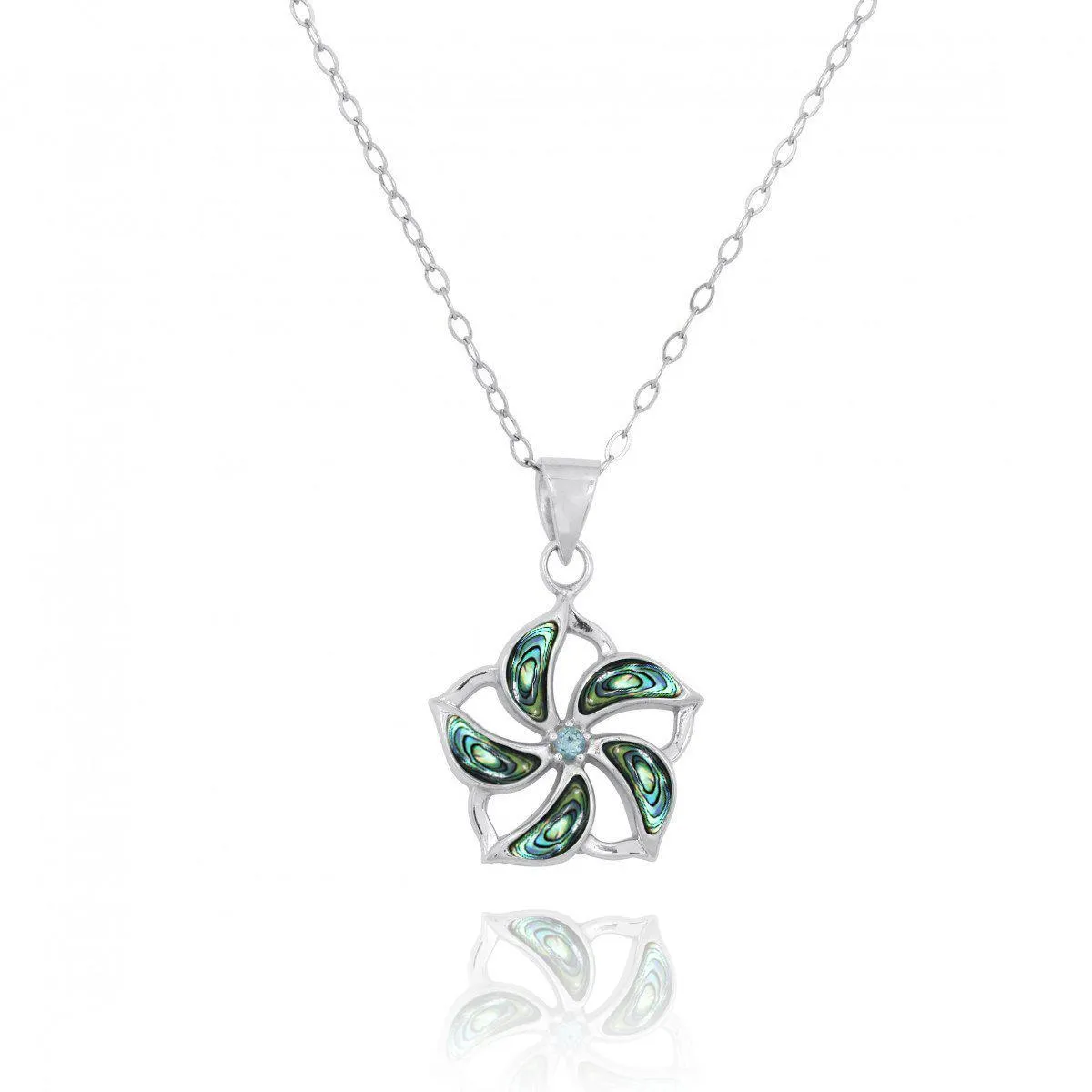 Hibiscus Pendant Necklace with Abalone Shell