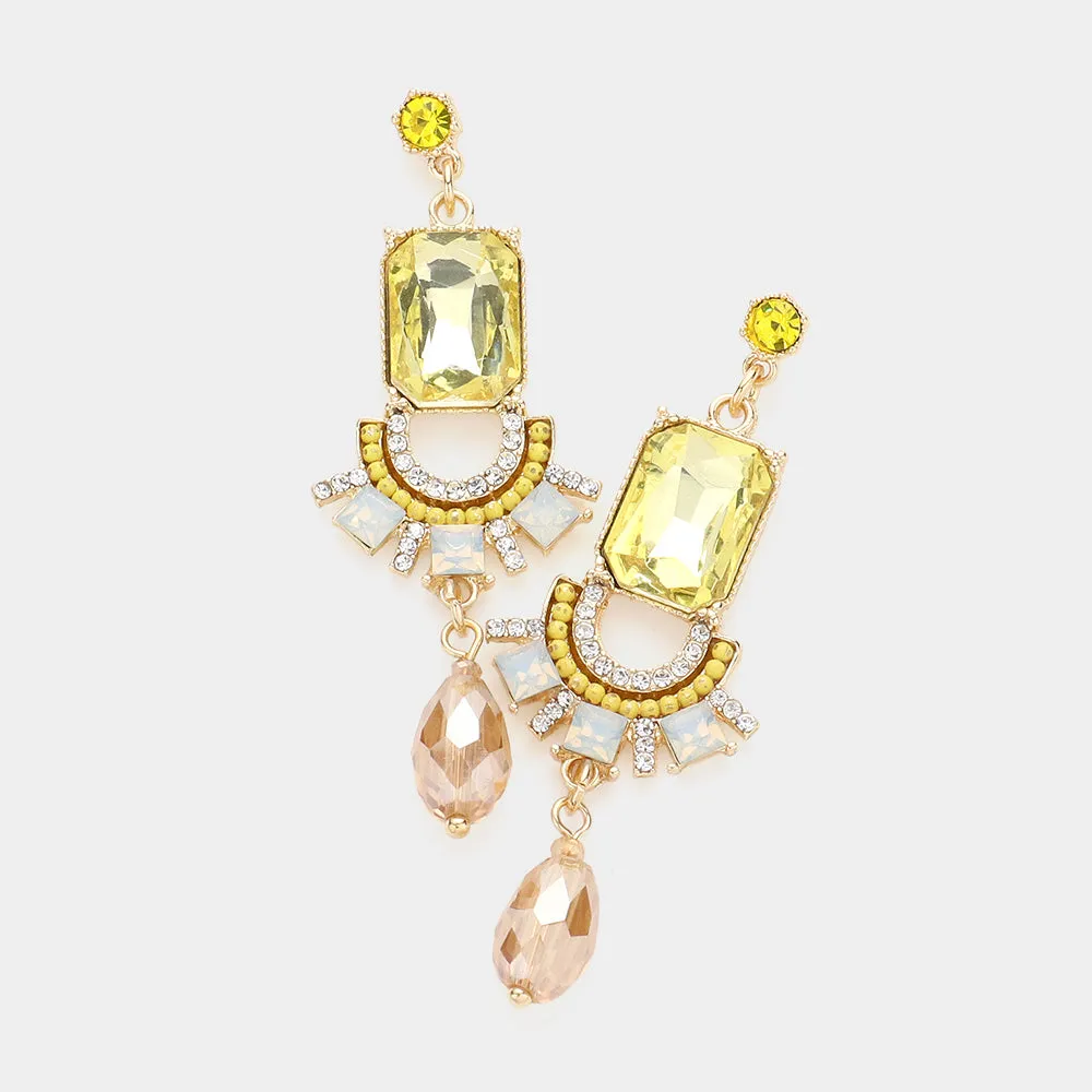 iLLASPARKZ Emerald Cut Stone Accented Link Dangle Evening Earrings