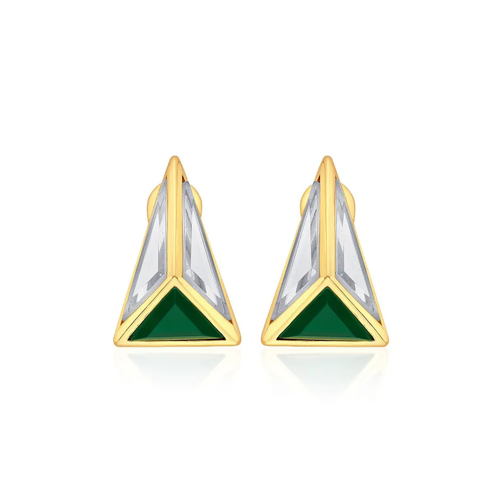 Isharya Fiesta Pyramid Studs In 18Kt Gold Plated