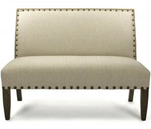 Jute Back Linen Contemporary Bench