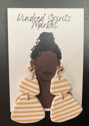 Kindred Spirits Market Earrings Style 31 - caramel & white stripe
