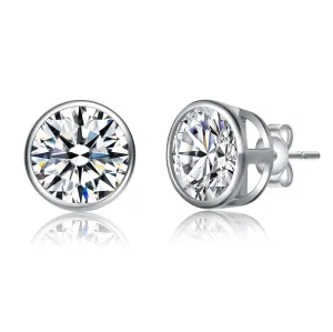 La Scène Moissanite Modern Bezel Stud Earrings