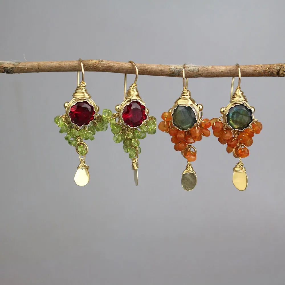 Labradorite Carnelian Goddess Earrings