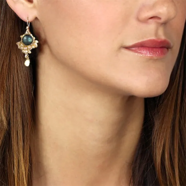 Labradorite Carnelian Goddess Earrings