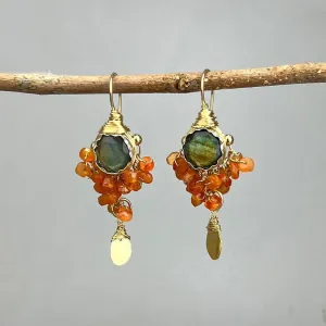 Labradorite Carnelian Goddess Earrings