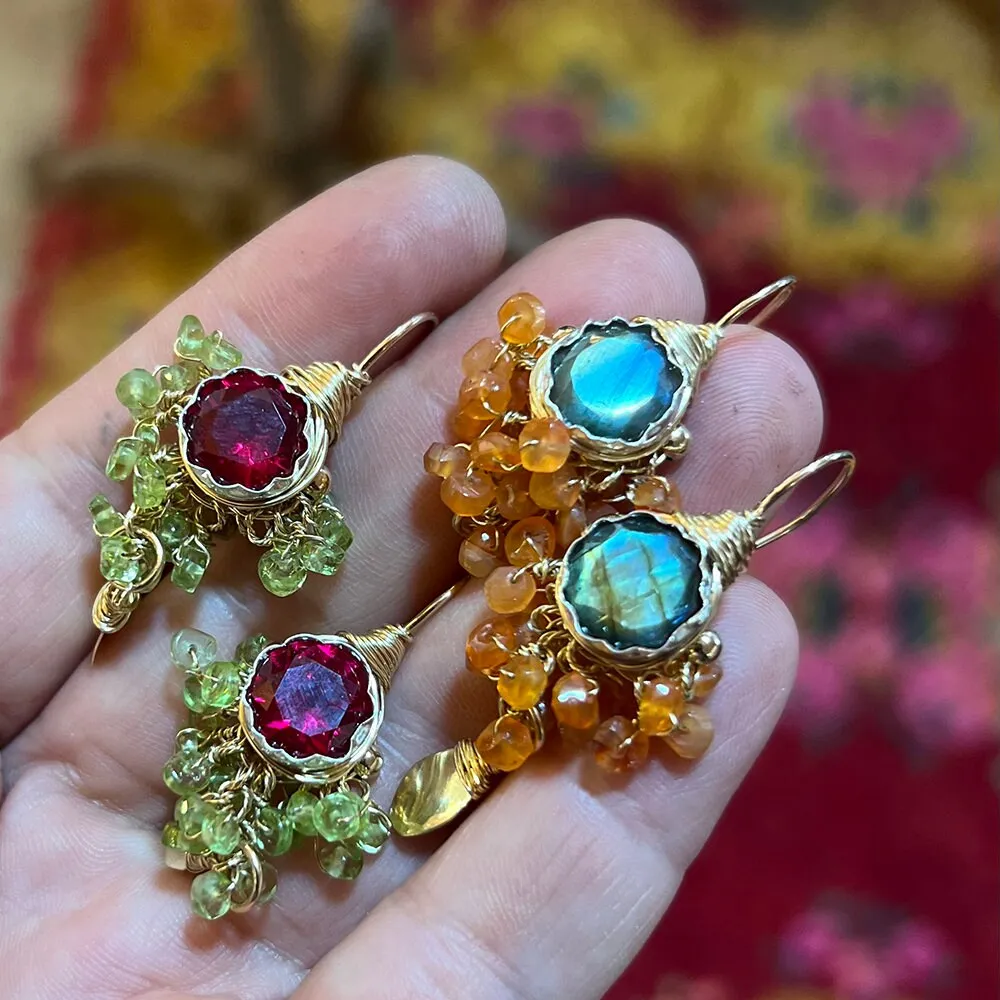 Labradorite Carnelian Goddess Earrings