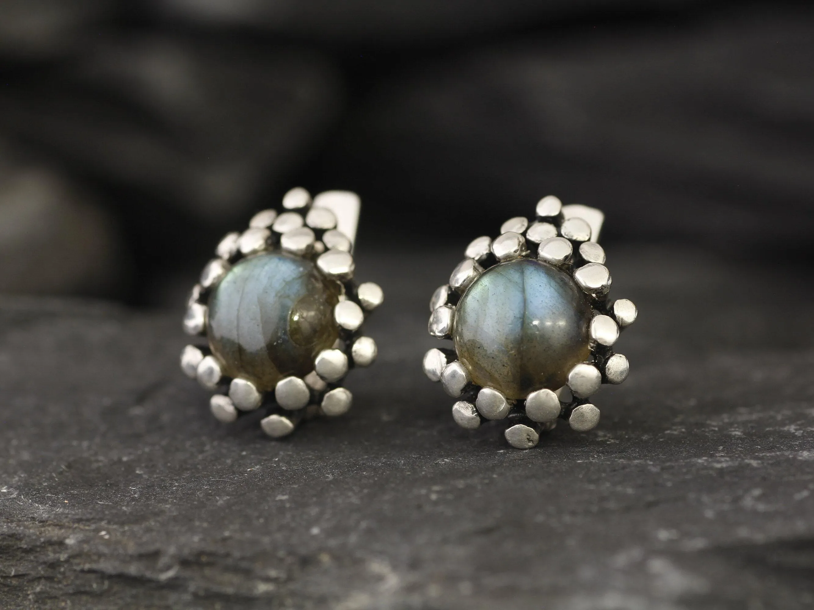 Labradorite Earrings - Vintage Labradorite Earrings - Pinecone Earrings
