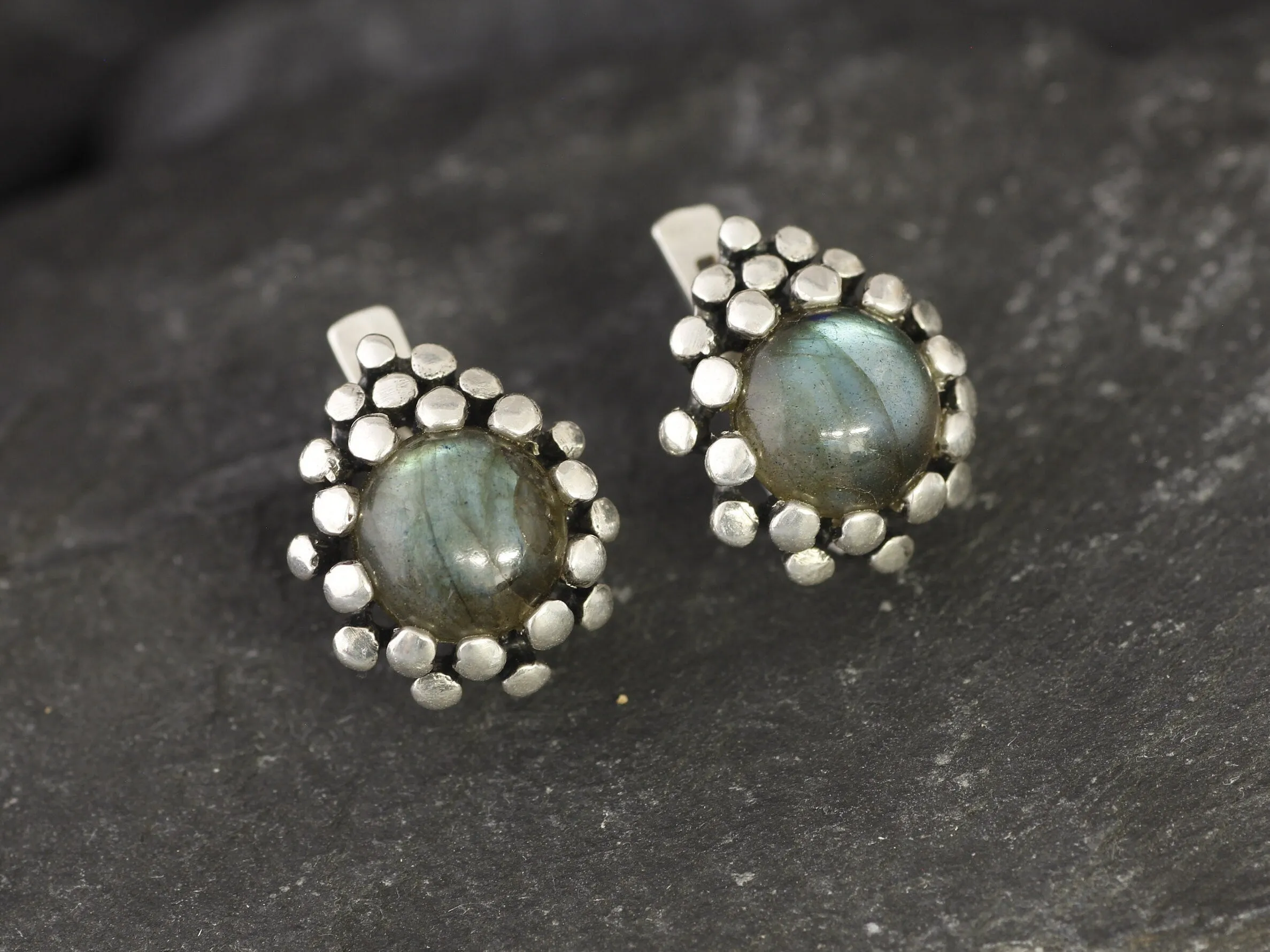 Labradorite Earrings - Vintage Labradorite Earrings - Pinecone Earrings