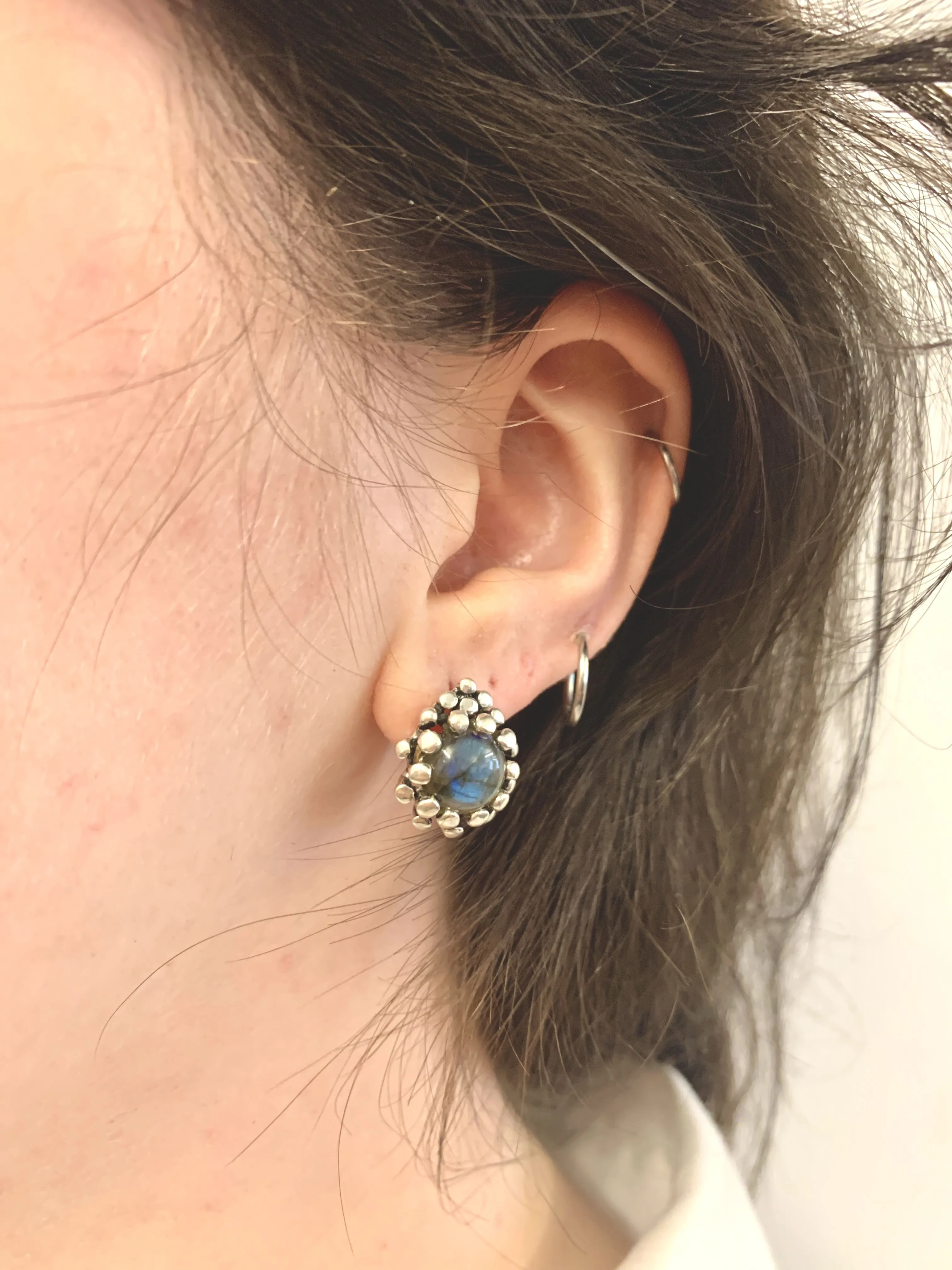 Labradorite Earrings - Vintage Labradorite Earrings - Pinecone Earrings