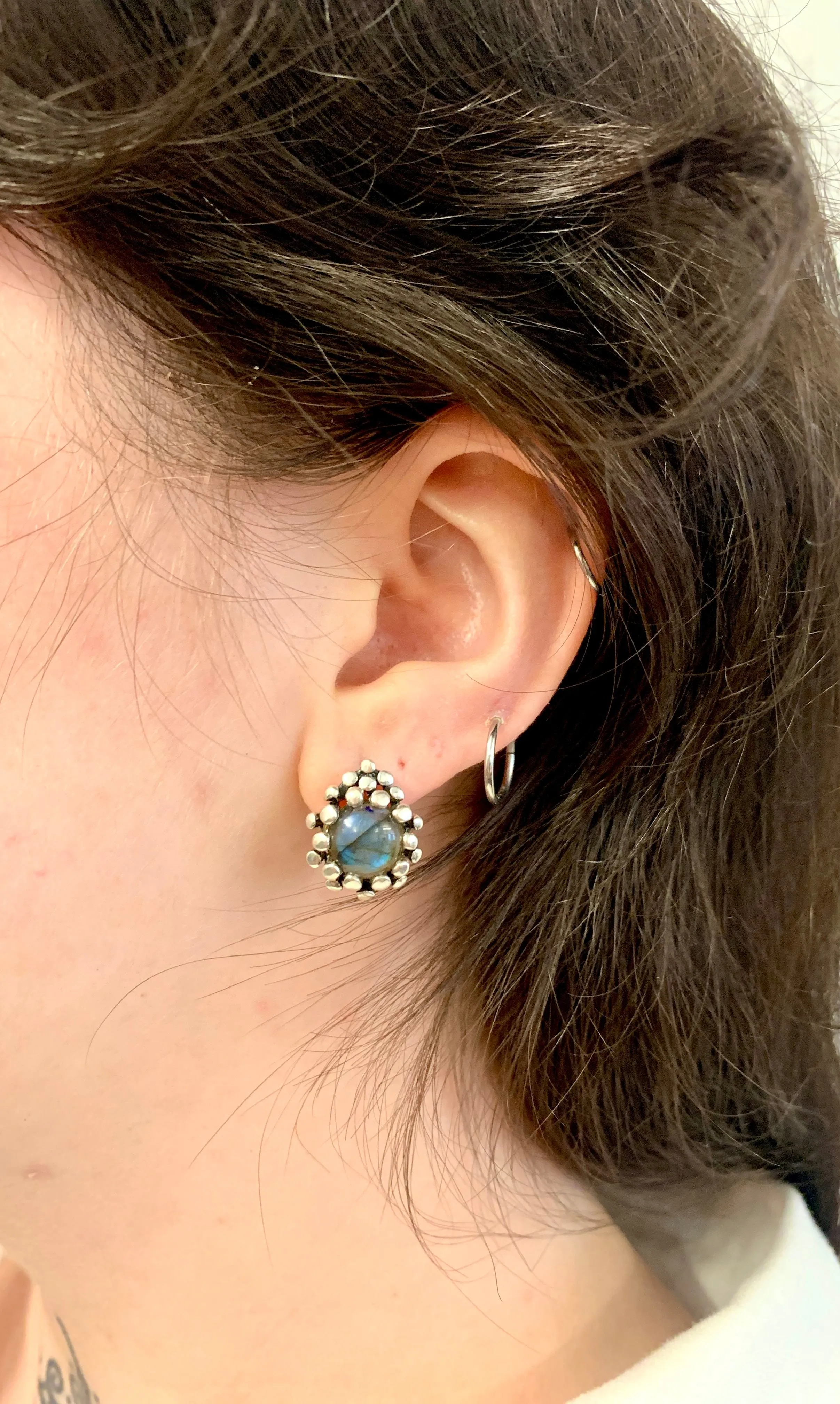 Labradorite Earrings - Vintage Labradorite Earrings - Pinecone Earrings