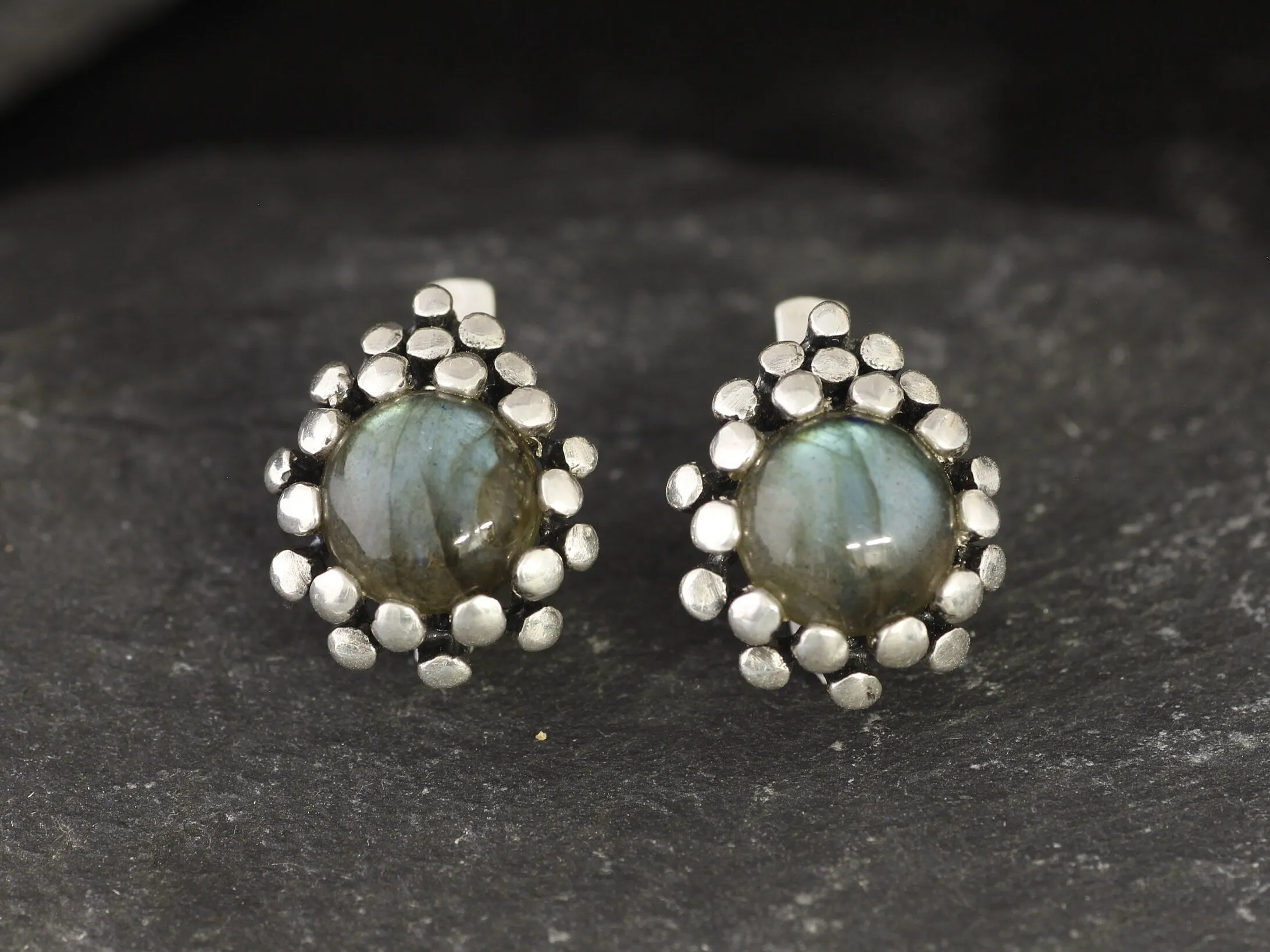Labradorite Earrings - Vintage Labradorite Earrings - Pinecone Earrings