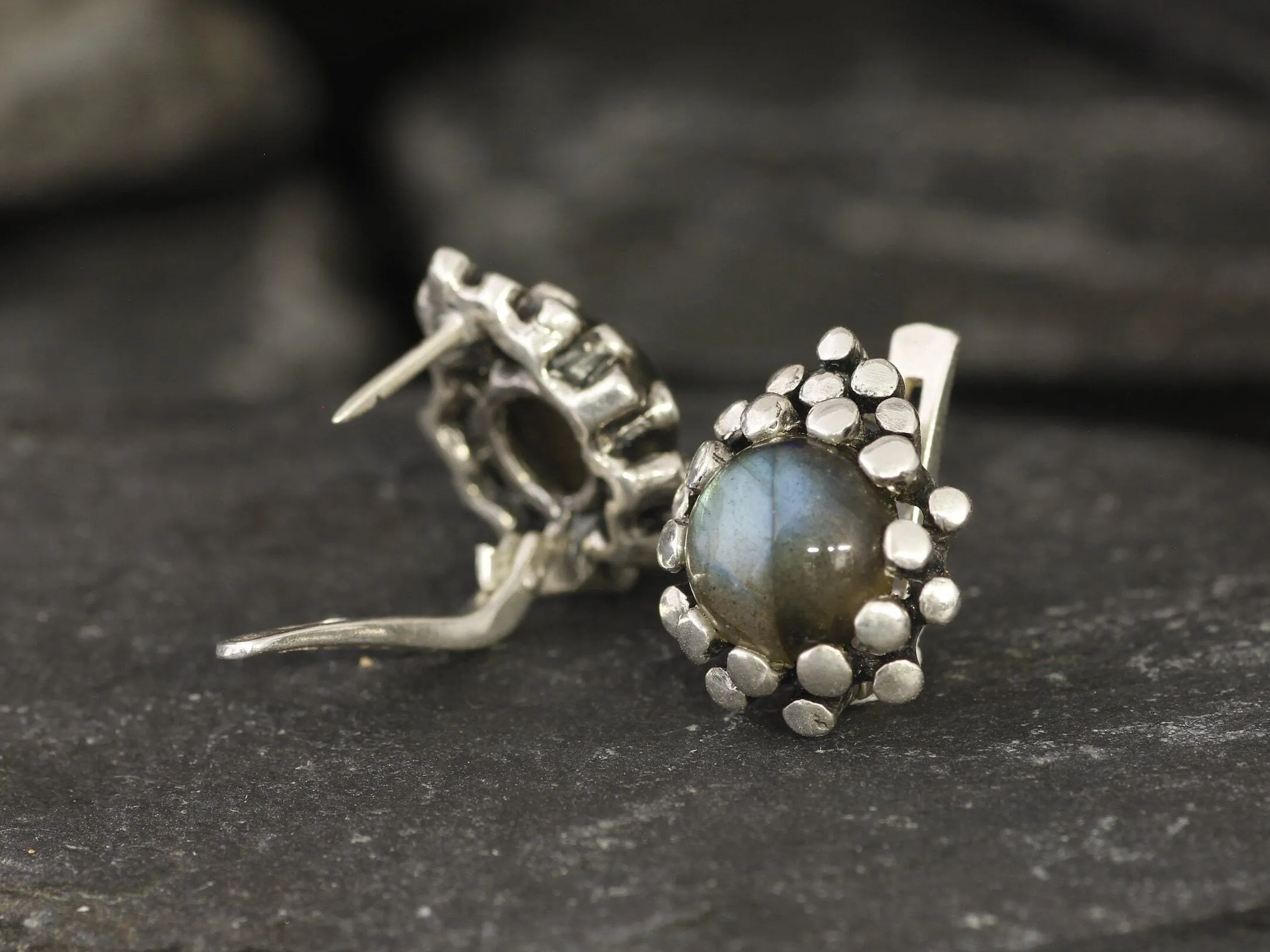 Labradorite Earrings - Vintage Labradorite Earrings - Pinecone Earrings