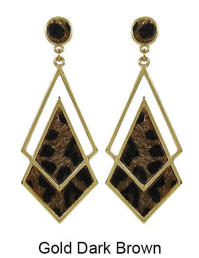 Leather Composition Geometric Post Earrings