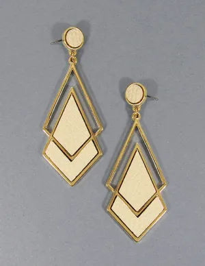 Leather Composition Geometric Post Earrings