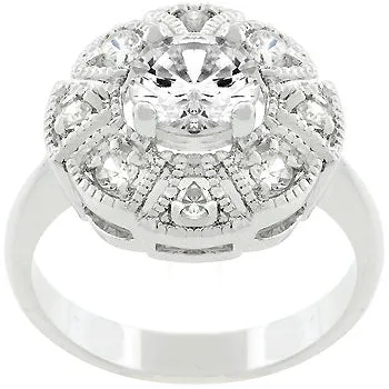 LOVCIA Regal Milgrain Rhodium-Plated Ring