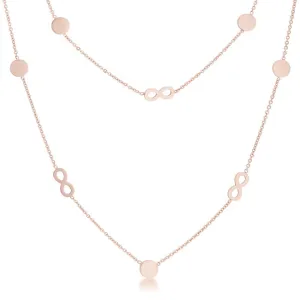 LOVCIA Rose Gold Infinity Layered Necklace with Disc Accents