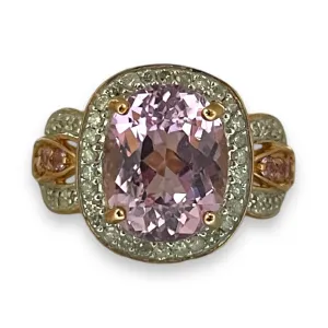 Majestic Pink Sapphire and Diamond Halo Ring in 10K Rose Gold Size 6