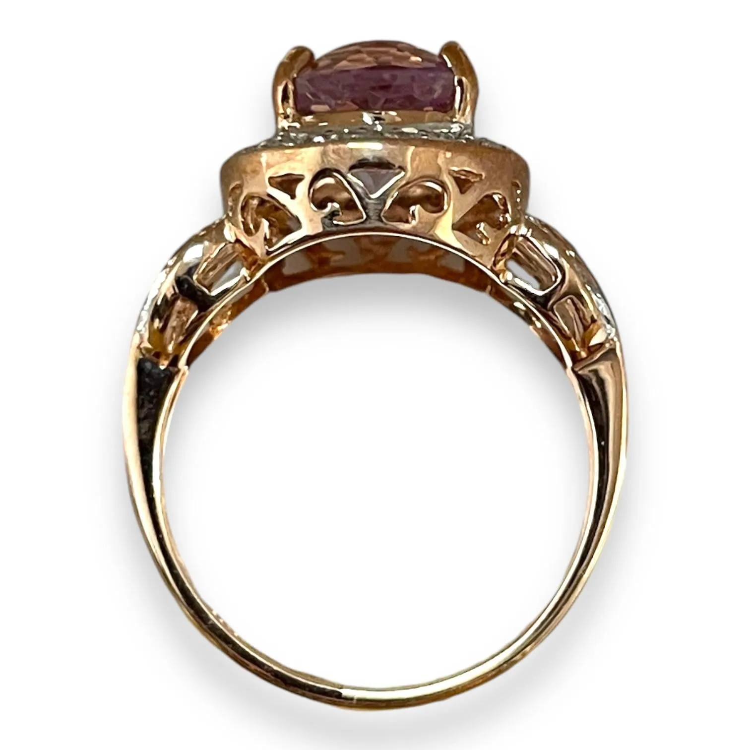 Majestic Pink Sapphire and Diamond Halo Ring in 10K Rose Gold Size 6
