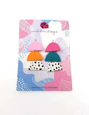 Marli Bean statement colourful half moon drop earrings