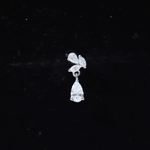 Marquise and Pear Moissanite Cluster Drop Cartilage Earring