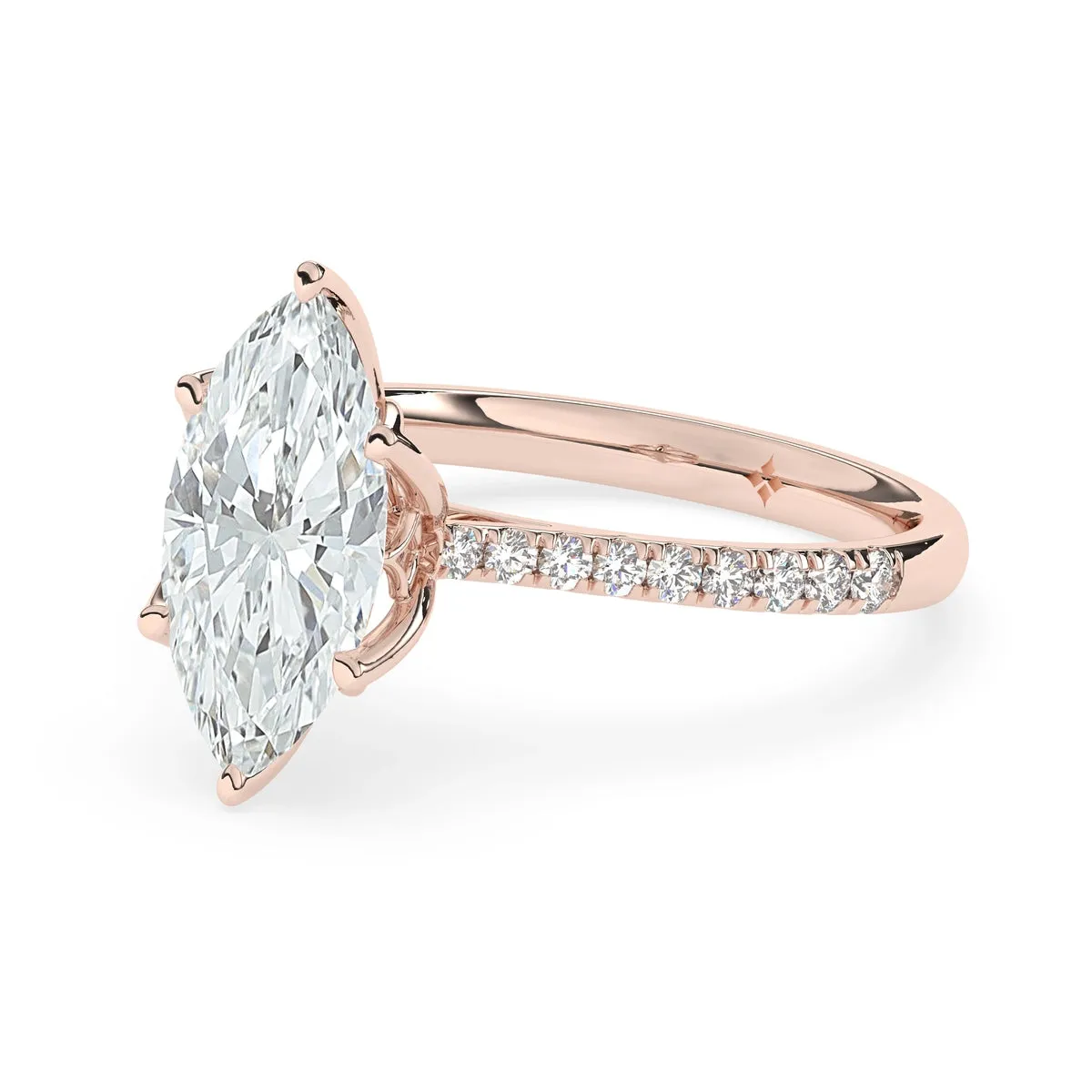 Marquise Solitaire Engagement Ring With Floral Prongs