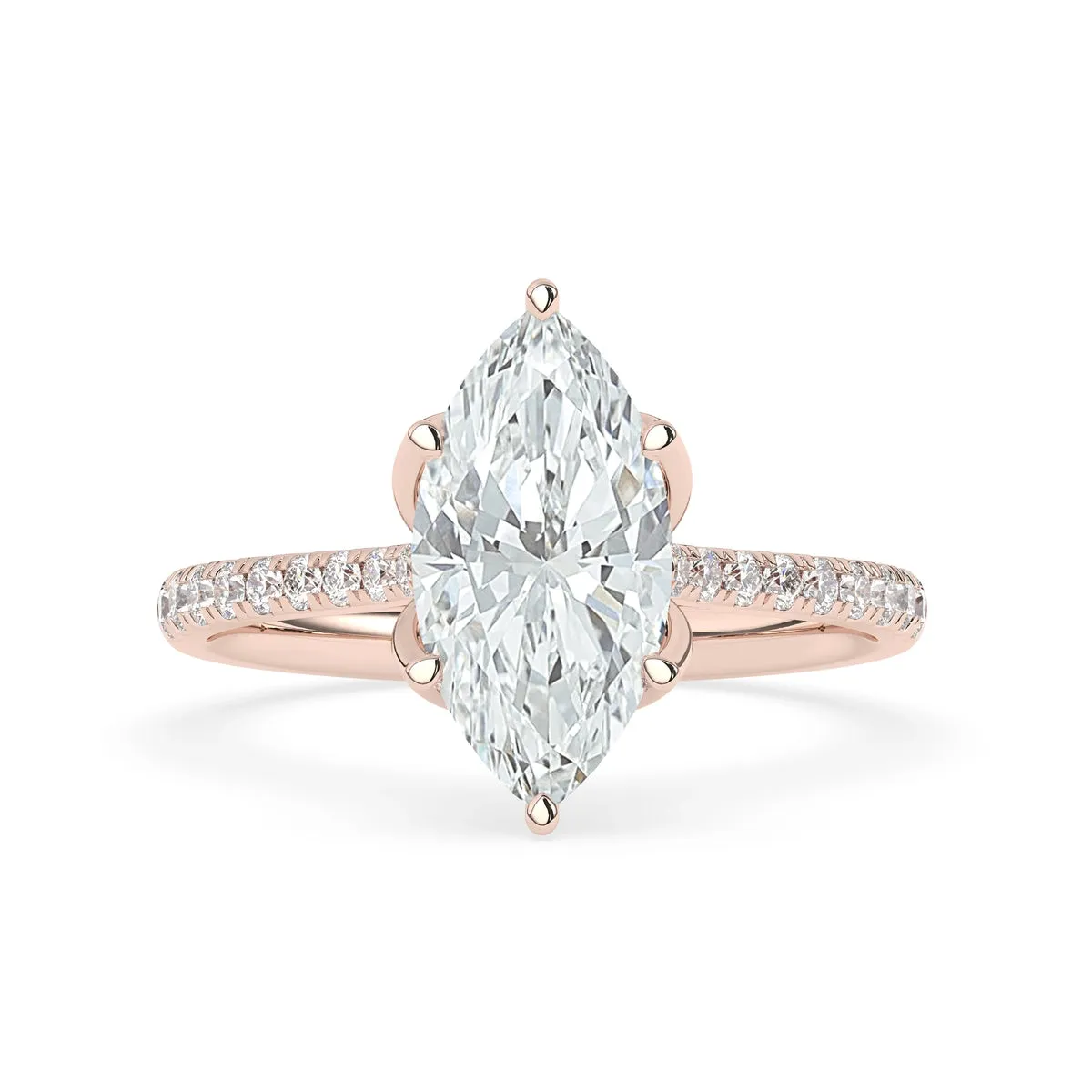 Marquise Solitaire Engagement Ring With Floral Prongs