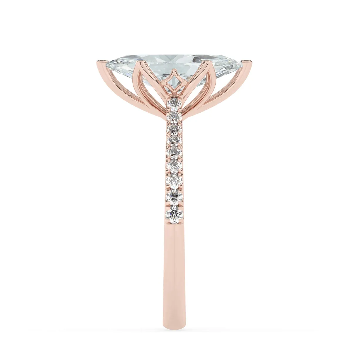 Marquise Solitaire Engagement Ring With Floral Prongs