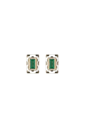 Memphis dot baguette studs