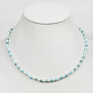 Men's Mini Beaded Necklace with Pearls and Turquoise
