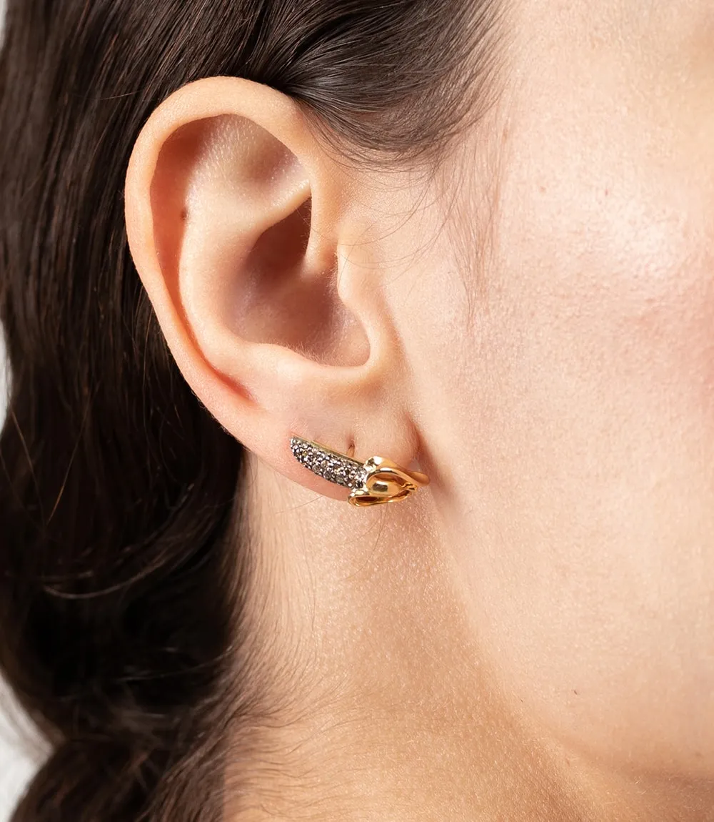 Mini Banana Stud Earring Diamond Single