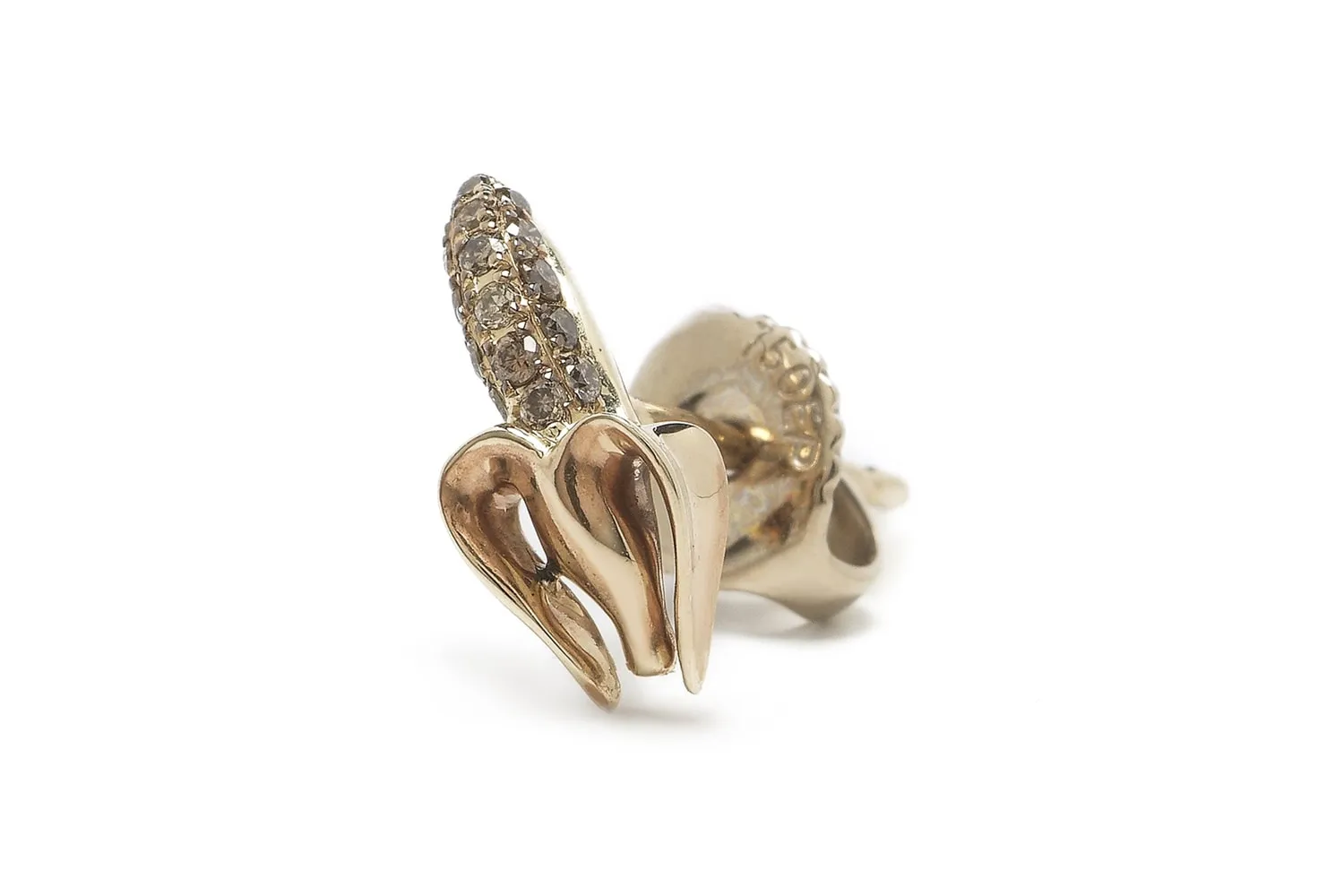 Mini Banana Stud Earring Diamond Single