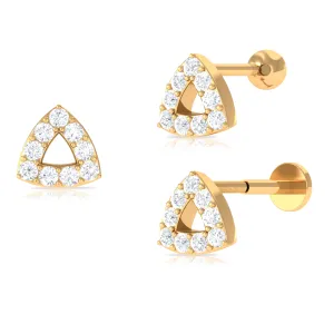 Minimalist Moissanite Gold Triangle Earring for Helix Piercing
