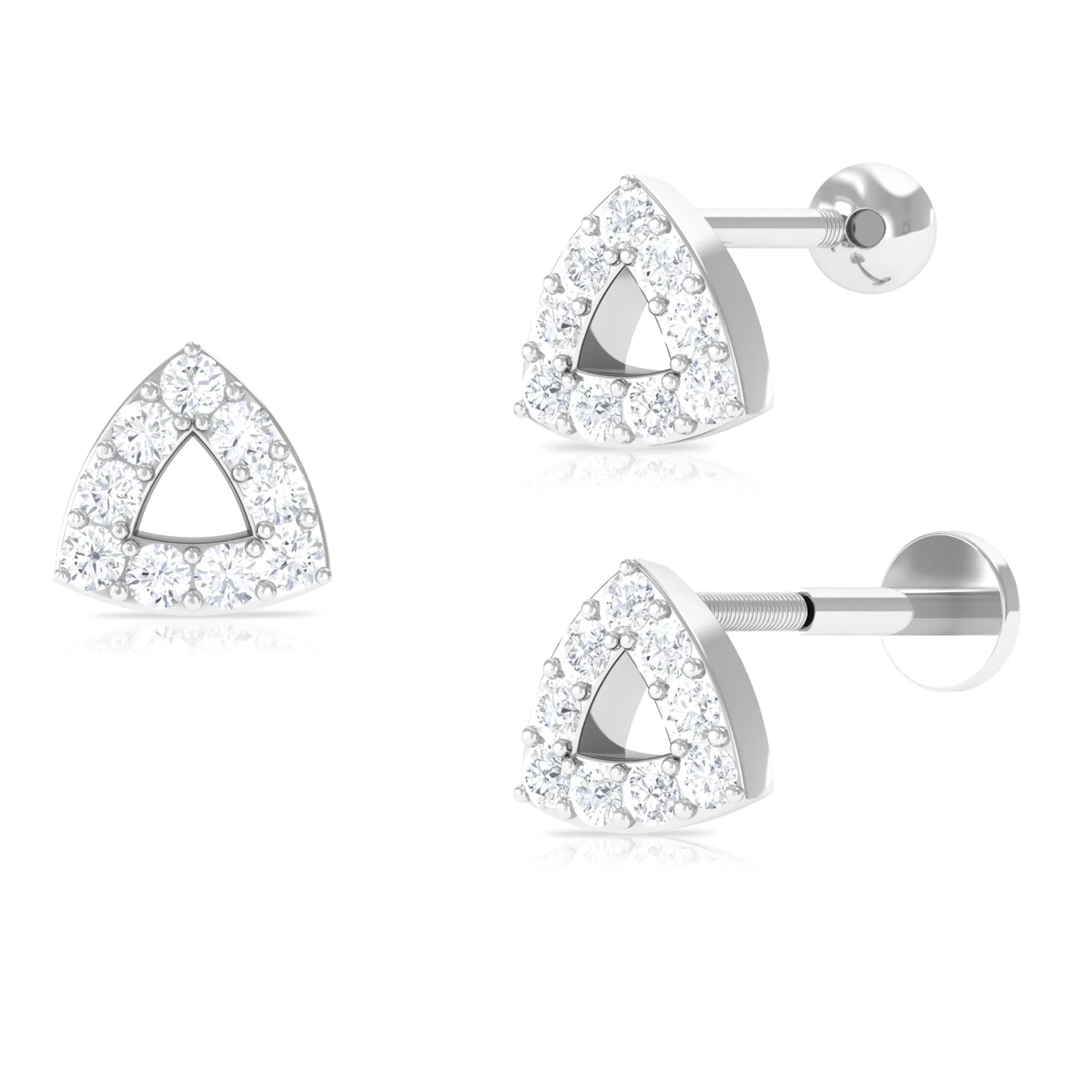 Minimalist Moissanite Gold Triangle Earring for Helix Piercing