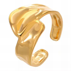 Modern Sculptural Cuff Ring – 18K Gold-Plated, Adjustable & Hypoallergenic
