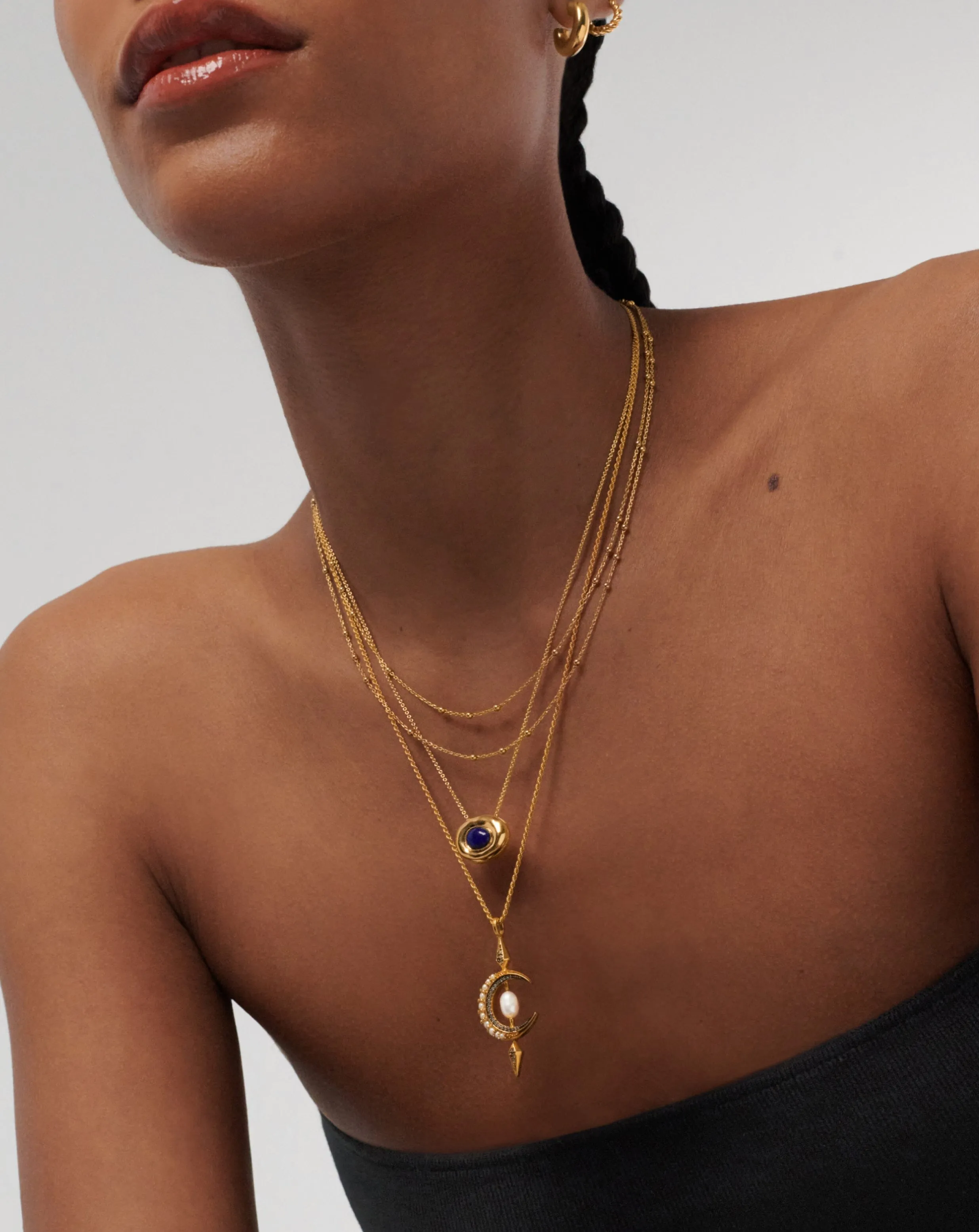 Molten Gemstone Doughnut Pendant Necklace | 18ct Gold Plated Vermeil/Lapis