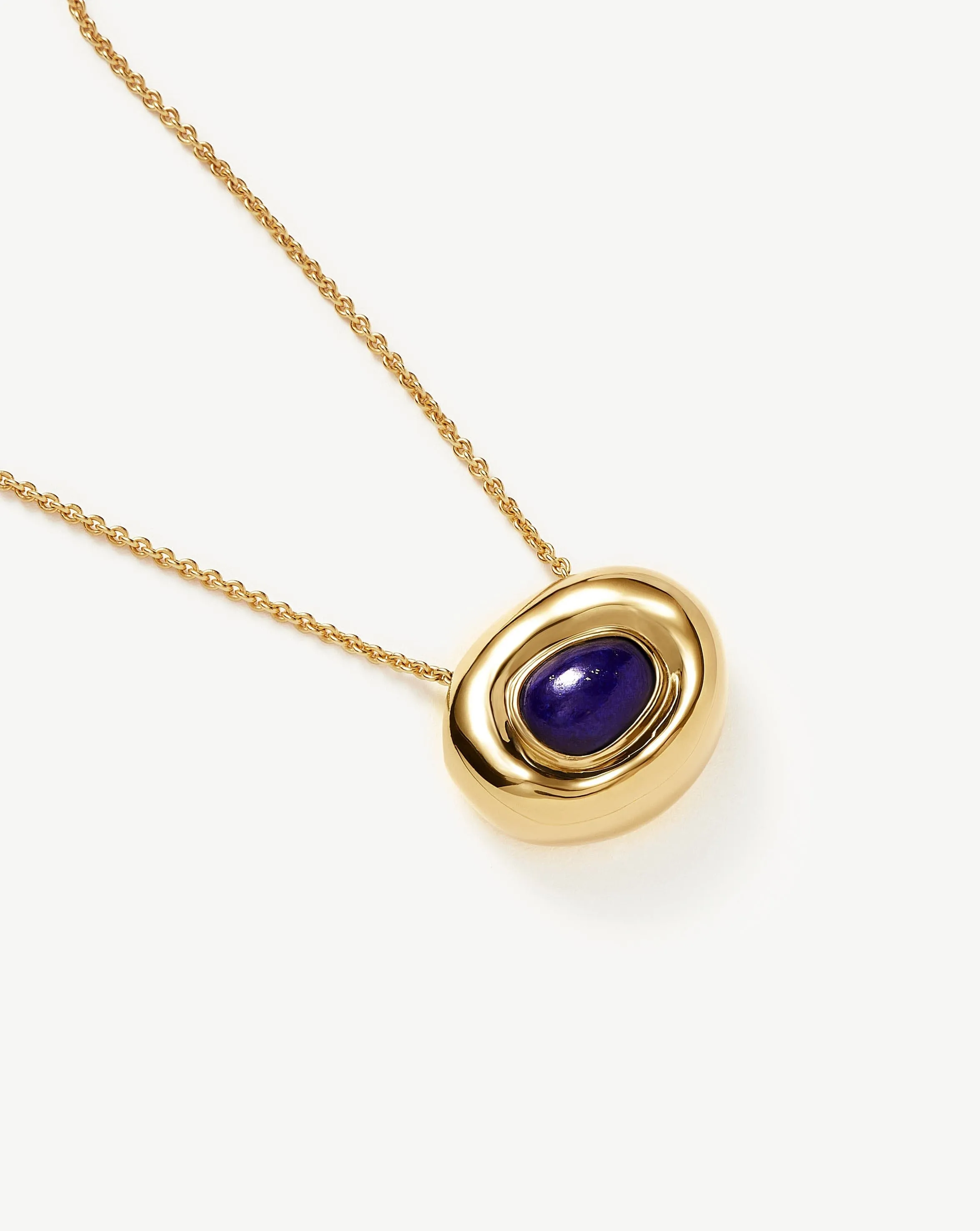 Molten Gemstone Doughnut Pendant Necklace | 18ct Gold Plated Vermeil/Lapis