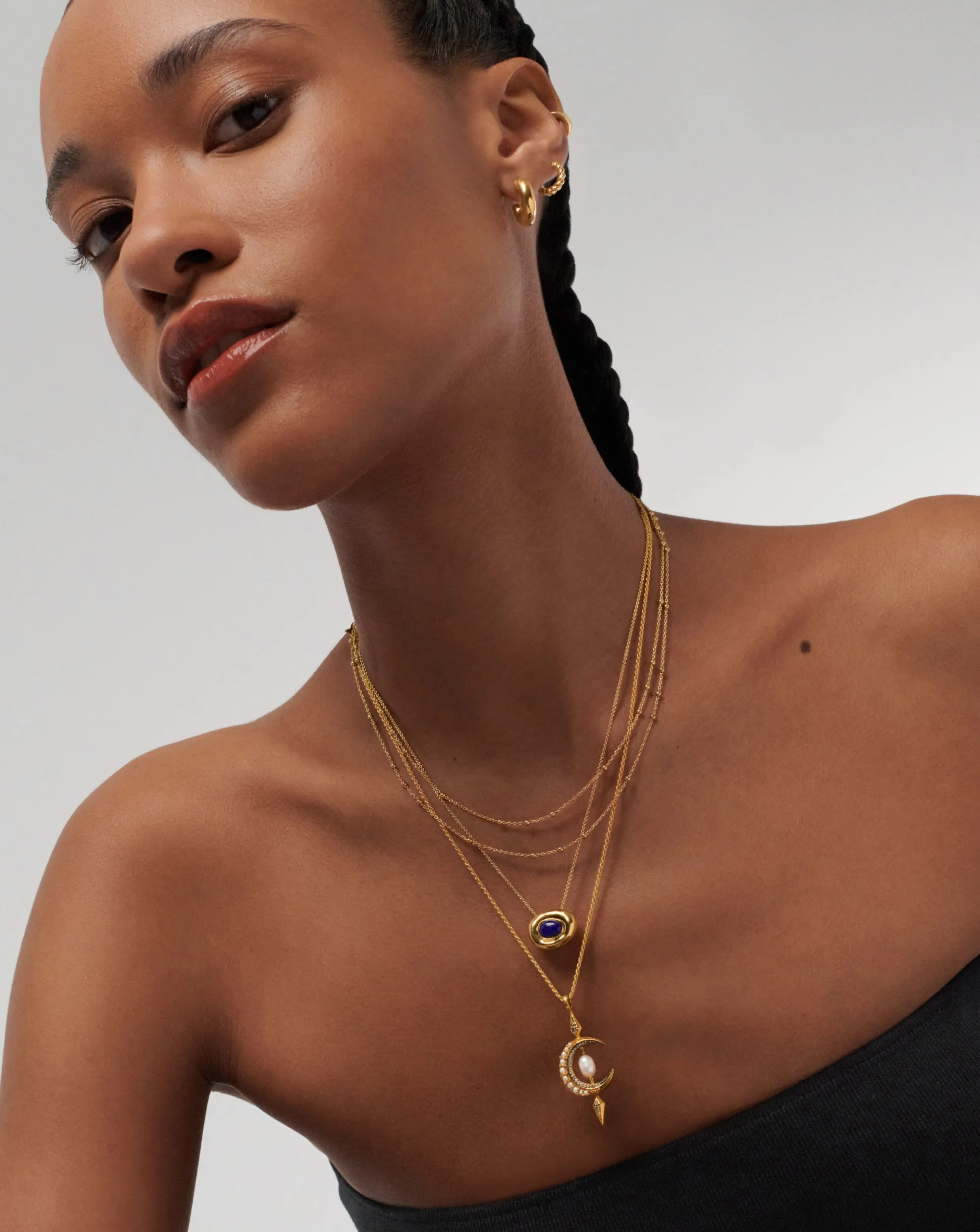 Molten Gemstone Doughnut Pendant Necklace | 18ct Gold Plated Vermeil/Lapis